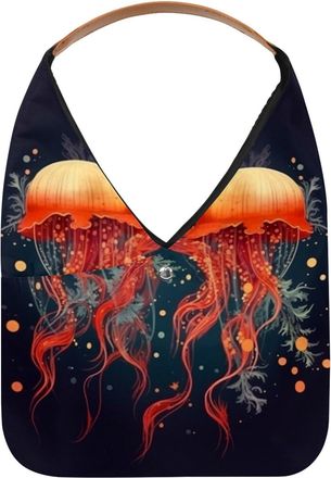 Generic Jellyfish Reusable Lightweight Grocery Bags - Foldable Into Compact Pouch, Washable & Sturdy, Multipurpose for Shopping and Travel