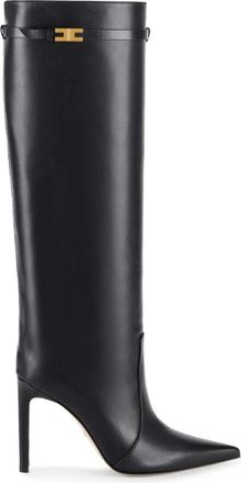 Elisabetta Franchi Laarzen van nappaleer - Dames - Laarzen met Hak - Zwart - 38 1/2 EU - Leer - Schoenen