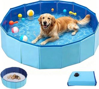 OEM Piscina Plegable Para Perros, 120 X 30 Cm, Con V&aacute;lvula De Drenaje, De Pvc, Antideslizante, Tambi&eacute;n Apta Para Ni&ntilde;os, Port&aacute;til Y F&aacute;cil De Montar