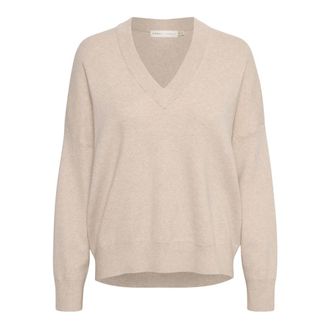 Inwear V-hals Trui Simply Taupe Melange - Dames - V-hals truien - Beige - XL - Katoen - Truien & Vesten