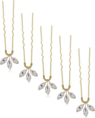 Brides & Hairpins Arden Set of 5 Swarovski Crystal Hair Pins in Gold at Nordstrom