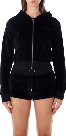 Sporty & Rich Hoodie Velour Crystal Zip-Up Hoodie
