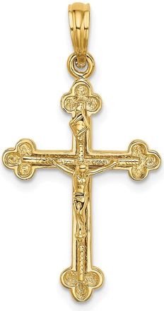 Diamond2Deal 14k Yellow Gold Narrow Budded Crucifix Charm