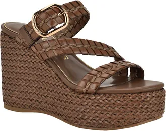 Guess Evana Platform Wedge Sandal in Dark Brown 200 at Nordstrom, Size 9.5