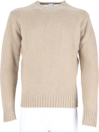 Aspesi Beige Wool Crewneck Ribbed Sweater