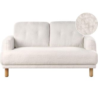 Beliani Beliani - Sof&aacute; 2 Plazas Patas De Madera Poli&eacute;ster Asiento Grueso Retro Tapizado De Boucl&eacute; Beige Tuve
