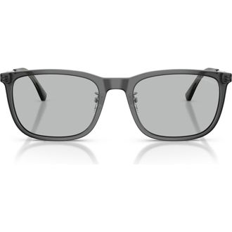 Emporio Armani 56mm Square Sunglasses in Shiny Transparent Grey /Light at Nordstrom