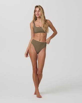 Vuori Clothing High Waisted Bikini Bottom | Rio Stripe | XS, Size Extra Small