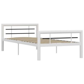 Berkfield Home Bed Frame White & Black Metal 100x200 cm