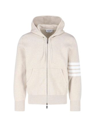 Thom Browne Beige 4-Bar Zip-Up Cotton Hoodie