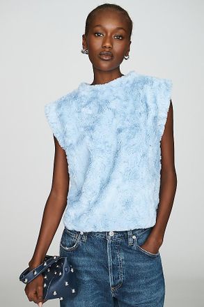 Maeve Faux Fur Muscle Tank Top