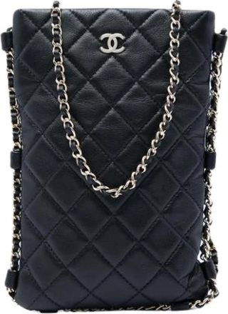 Chanel Pre-owned Quilted Lambskin Crossbody Bag - Dames - Vintage Schoudertas - Zwart - ONE Size - Leer - Vintage