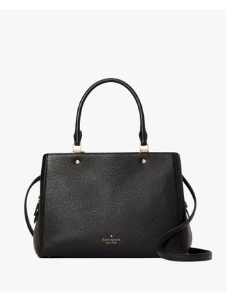 Kate Spade New York Womens Leila Medium Triple Compartment Satchel - Black Leather - One Size