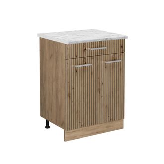 Vicco Mueble Bajo De Cocina R-line, Roble Artesanal, 60 Cm Et M&aacute;rmol