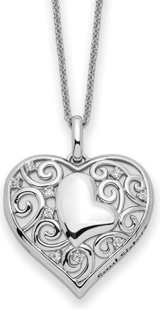 Diamond2Deal Sterling Silver Cubic Zirconia Antiqued Soul Sister Heart Necklace