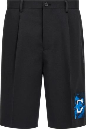 Undercover Patch Bermuda Shorts - Heren - Korte Broeken - Zwart - 2XL - Wol - Korte Broeken
