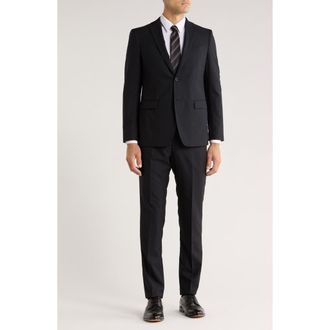 John Varvatos Screen Weave Wool Blend Suit in Black at Nordstrom Rack, Size 42 Regular