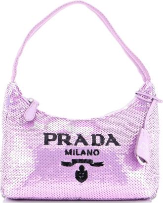 Prada Re-Edition 2000 mini-tas met pailletten - Paars