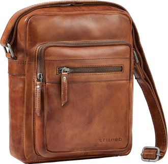 STILORD Lyon - Leather Bag Mens Cognac Small Leather Shoulder Bag Shoulder Bag Handbag for Hanging & Messenger Bag Compact