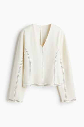 H&M V-neck Top in Cream at Nordstrom, Size X-Small