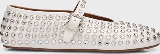 Alaia Leather Mary Jane Flats With Allover Studs