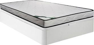 Vente-Unique Conjunto somier arc&oacute;n blanco + colch&oacute;n de espuma y tejido de bamb&uacute; de 15 cm de grosor 140 x 190 cm - KANANI de NATUREA