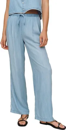 Bella Dahl Scallop Trim Wide Leg Chambray Pants in Ombre Mist Wash at Nordstrom, Size X-Small