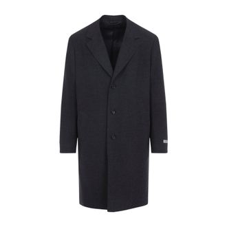 Canali Dark Grey Wool Coat-Uomo