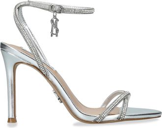 Steve Madden Womens Satin Juniper Silver Heels - Size UK 8