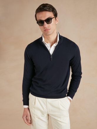 Oliver Brown Quarter-Zip Jumper - Navy