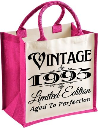 Generic 30th Birthday Midi Jute Bag 1995 Vintage Limted Edition Aged To perfection (Pink)