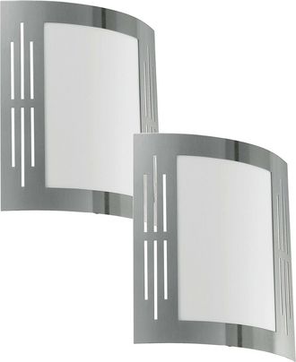 Loops 2 PACK IP44 Outdoor Wall Light Stainless Steel Square 1x 60W E27 Porch Lamp