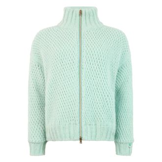 Herno Truien & Vesten, Dames, Groen, M, Wol, Cardigan met centrale rits