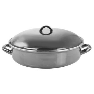 Gibson Home 5 Quart Gray Enamel on Steel Braiser Pan with Lid in Black at Nordstrom