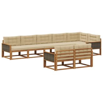 vidaXL Conjunto De Sof&aacute;s De Exterior 8 Pcs Natural Y Beige Vidaxl