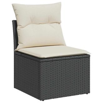 vidaXL Silla De Jard&iacute;n Sin Reposabrazos Con Cojines Rat&aacute;n Pe Negro Vidaxl