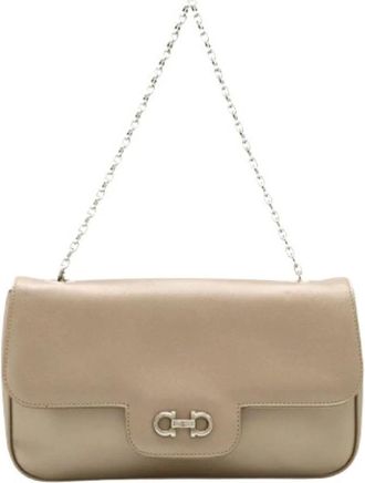 Ferragamo Pre-owned Handbag - Dames - Vintage Schoudertas - Beige - ONE Size - Leer - Vintage
