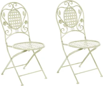 Beliani Beliani - Set Di 2 Sedie Da Giardino Bistro Pieghevoli In Metallo Verde Chiaro Bivio