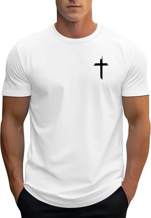 Generic DENGJIAMY Mens Christian T Shirts Cross Graphic Tshirt Faith Jesus Tee Short Sleeve Casual Crew Neck Tops Classic Basic Shirt Summer Clothes for Men (