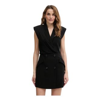 Karl Lagerfeld Fitted Mini Jurk - Dames - Korte kleedjes - Zwart - S - Leer - Kleedjes