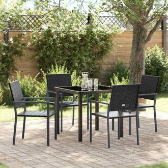 vidaXL Conjunto De Comedor De Jard&iacute;n 5 Pcs Negro Polirat&aacute;n Vidaxl