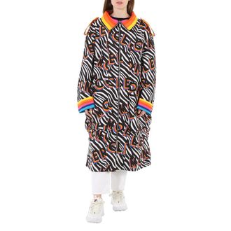 Moncler Richard Quinn Zebra Logo-print Ava Coat, Brand Size 0 (X-Small)