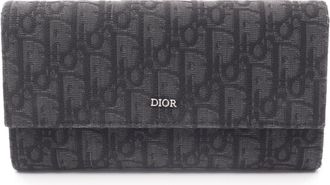 Dior Black Canvas Long Wallet (Bi-Fold) (Pre-Owned)