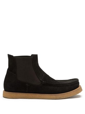 Dolce & Gabbana corduroy suede Chelsea boots - men - Calf Leather/Polyester/Elastodiene/Calf Leather/Silk/Viscose/Rubber - 39 - Black