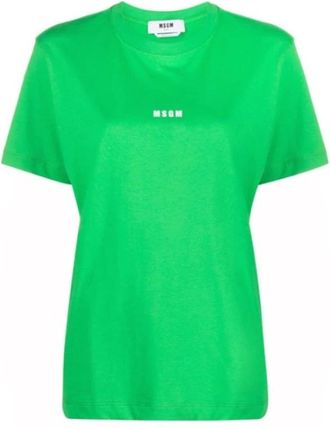 Msgm Groene vrouw T-shirt 3641Mdm 500 - Dames - T-shirts - Groen - M - Katoen - Tops