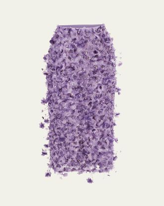 Carolina Herrera 3D Floral Embellished Pencil Skirt
