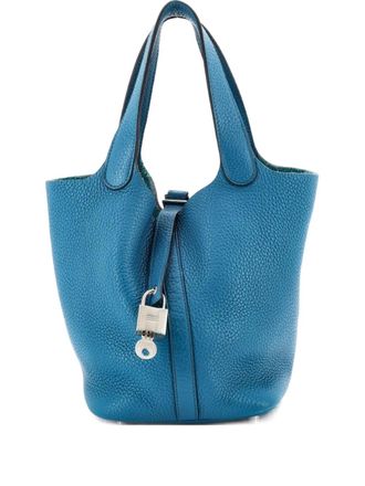 Herm&egrave;s Picotin Lock Bag Clemence PM bucket bag - Blu