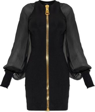 Balmain Korte Jurk van Jersey en Muslin - Dames - Feestkleedjes - Zwart - M - Kleedjes