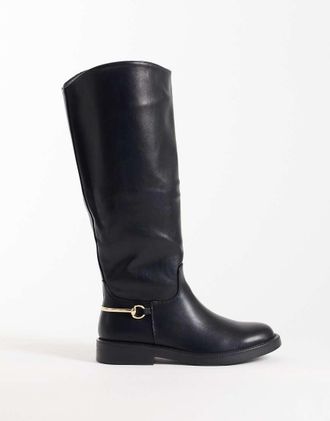 Simmi London Simmi London Garnet stivali al ginocchio con dettaglio horsebit neri-Nero