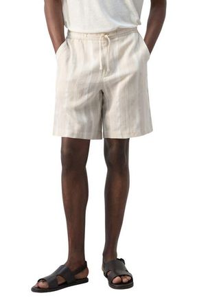 Mango Stripe Linen Blend Bermuda Shorts in Ecru at Nordstrom, Size 34